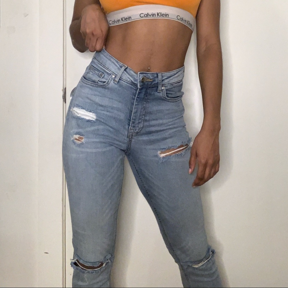 High Waisted Ripped Jeans